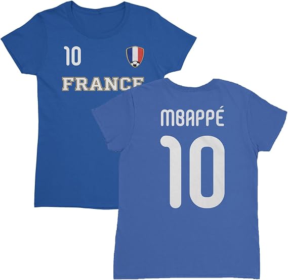 France Mbappe 10 Inspired Soccer Jersey Style 2-Side Ladies' Crewneck T-Shirt