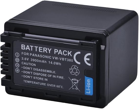 3900mAh VW-VBT380 VBT380 VW-VBT190 VBT190 Battery for Panasonic HC-V800K, HC-VX1K, HC-WXF1K, HCV520, HC-V550, HCV710, HCV720, HC-V750, HC-V770, HC-VX870, HC-VX981, HC-W580, HC-W850, HCWXF99