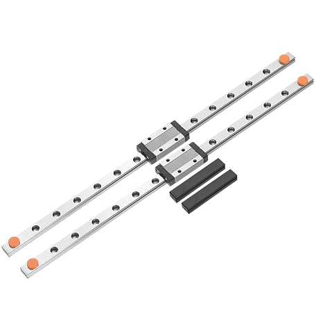 uxcell 2pcs MGN9 300mm Linear Guide Rail with 2pcs MGN9H Sliding Carriage Block Bearing Steel and 2pcs Plastic Mini MGN12 Linear Guide for DIY 3D Printers and CNC Machine, Silver