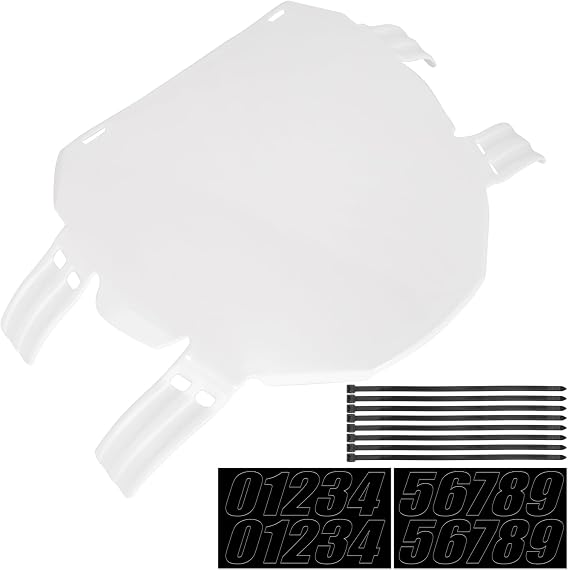 Motorcycle Front Number Plate, White Downhill Plate with Number Sticker | DIY, Replacement for 50 65 85 125 200 250CC Dirt Bike Ebike