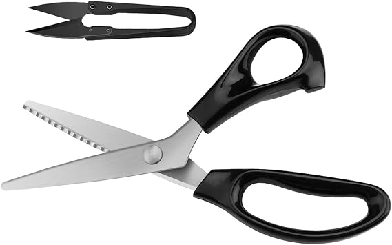 Pinking Shears, Serrated, Crimping Scissors with Comfort Grips Handle, Professional Dressmaking Sewing Craft Zig Zag Scissors, 9 Inch, Black