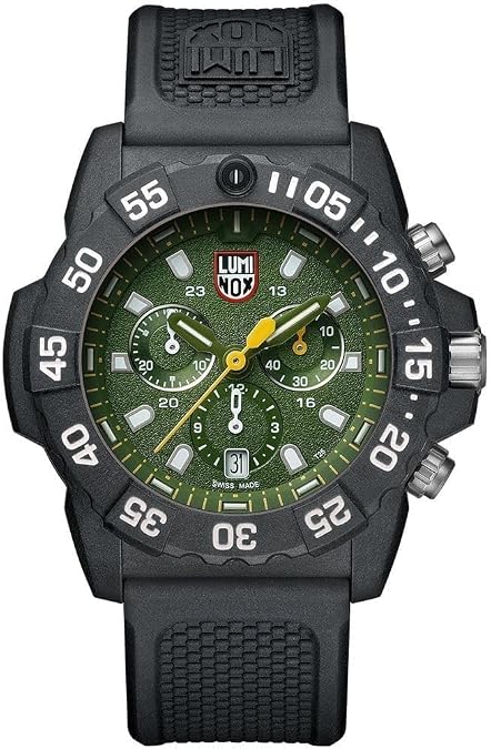 Luminox - Navy Seal XS.3597 - Mens Watch 45mm - Military Dive Watch in Black/Green Date Function Chronograph 200m Water Resistant - Mens Watches - Made in Switzerland