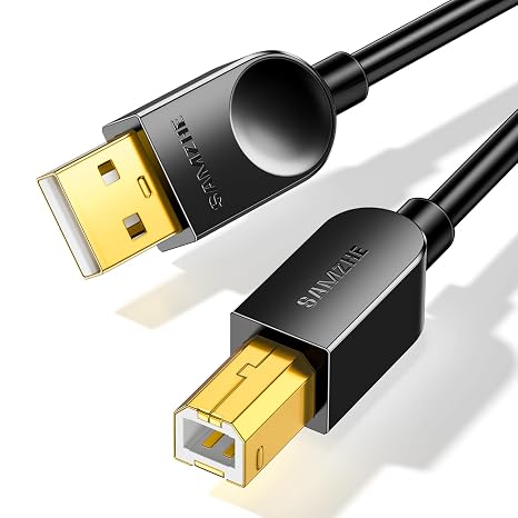 SAMZHE 6.6 FT USB A to B Printer Cable, High Speed Printer Cord for Computer, Laptop, USB 2.0 MIDI Cable Compatible with MIDI Keyboard/DJ Controller/DAC/Yamaha Casio Digital Piano/Printer/Scanner