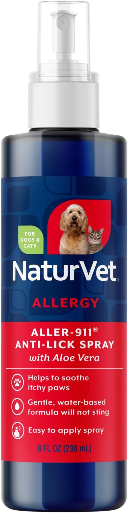 NaturVet Aller-911 Anti-Lick Paw Spray for Dogs & Cats - 8 fl oz