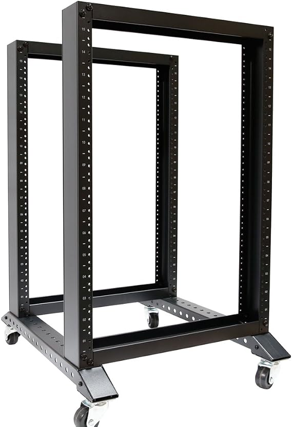 Open Rack 15U 4 Post Open Frame 19-Inch Data Network Desktop Server/Audio Rack