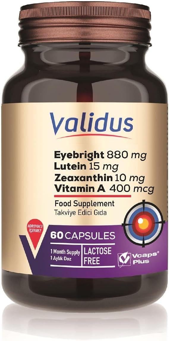 Validus Eyebrightth 880 mg + Lutein 15 mg 60 Capsules