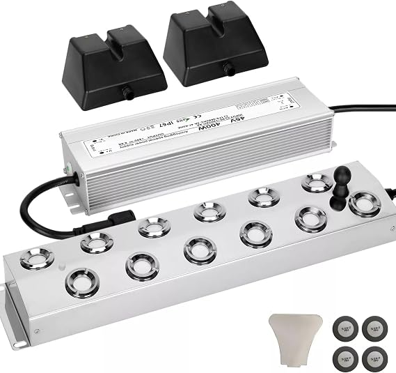 Ultrasonic Mist Maker Fogger 12 Head, 9000mL/H Ultrasonic Fogger, 400W Mist Maker with Buoy, IP67 Waterproof Power Supply, Mist Discs, Ideal for Pond, Greenhouse, Rockery, Lawn, Halloween Decoration