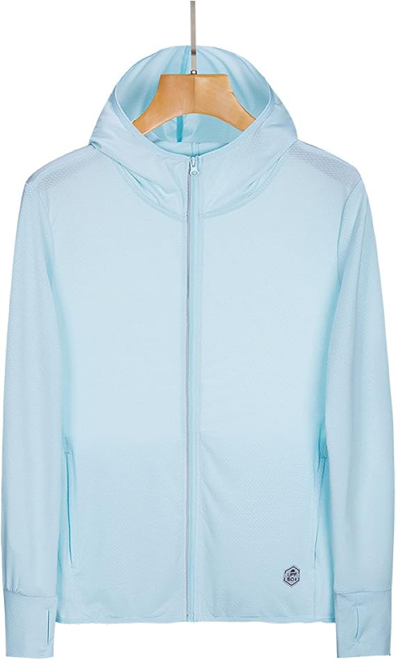 Sun Protection Hiking Clothing, Ice Silk Breathable, Hooded Sun Protection Clothing, Blue, S,UPF 70 Sun Jacket