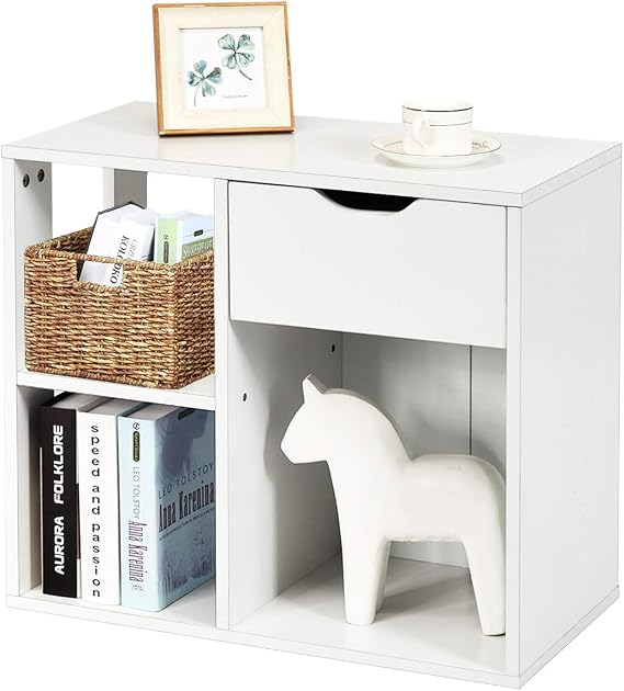 Wooden Sofa Side Table, White End Table, Narrow Bedside Table