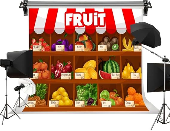 Fruit Supermarket Backdrop 6x6ft