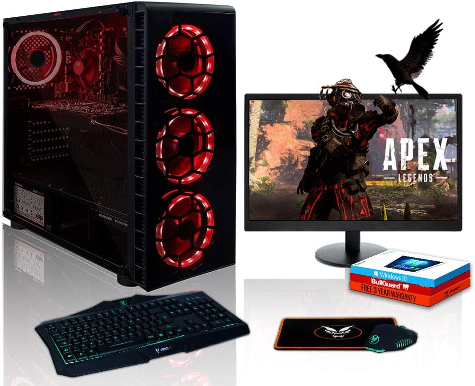 Fierce EXILE RGB Gaming PC Bundle: 4.1GHz Hex-Core AMD FX-6300, 1TB HDD, 8GB 1600MHz, GTX 1050 Ti 4GB, CiT Raider RGB Case, Windows 10, KeyboardMouse, 21.5-Inch Monitor 426496