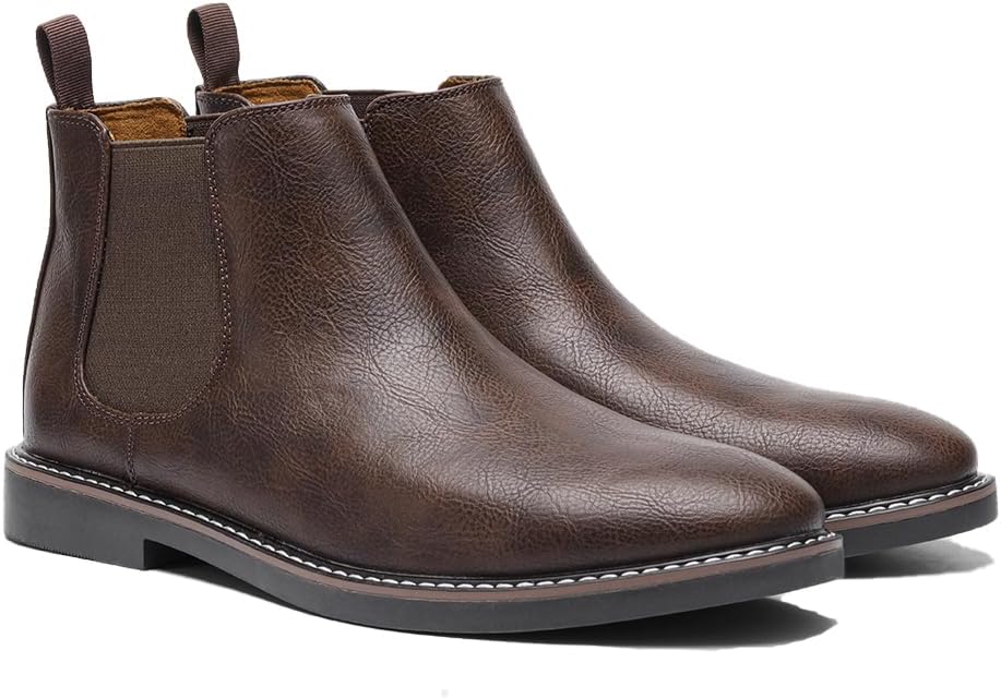Harssidanzar Men's Chelsea Ankle Boots Casual Dress Boots Ankle Classic Slip On Boots KM303EU