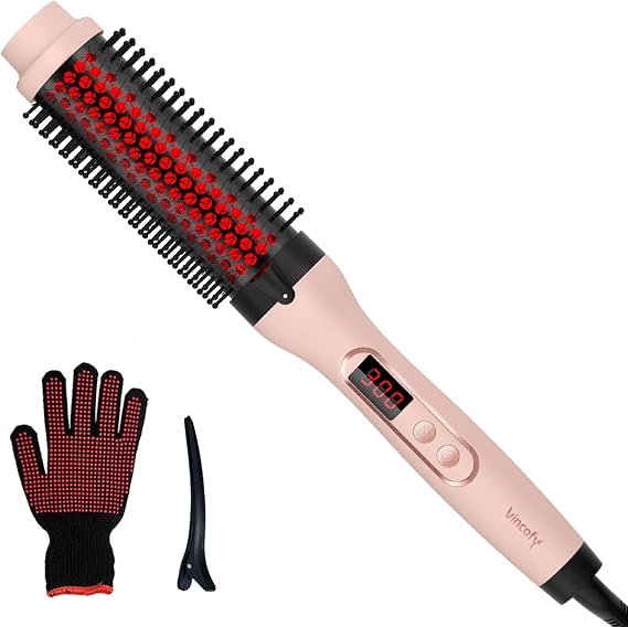 Infrared Thermal Brush, Dual Voltage Heated Round Brush, Peach Pink