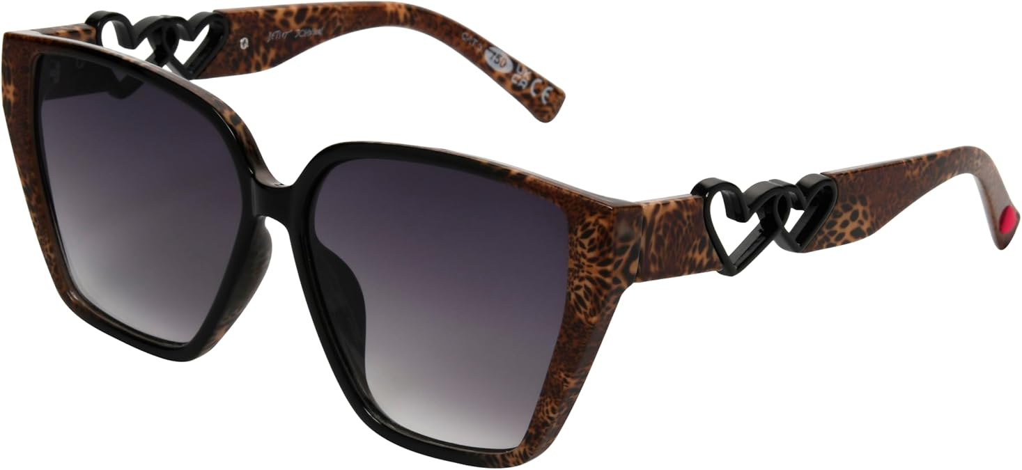 Betsey Johnson Women's Soul Shine Sunglasses Cateye, Leopard, 58 mm