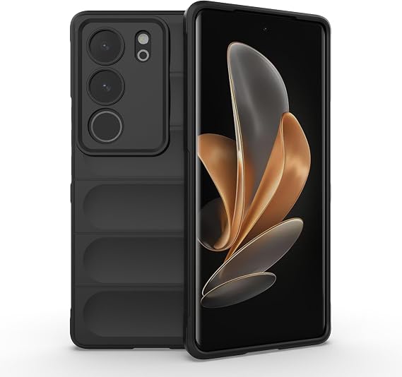 ESTH® Liquid Silicone Case for vivo V29 with Anti-Germ Protection, Anti-Scratch Soft Microfiber Lining, High Resilience Gel Rubber Full Body Shockproof Cover, Black