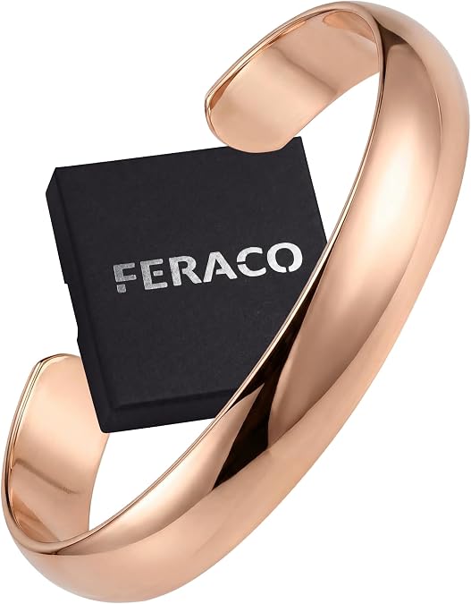 Feraco Pure Copper Bracelets for Men & Women, Handmade Tibetan Cuff Bangle