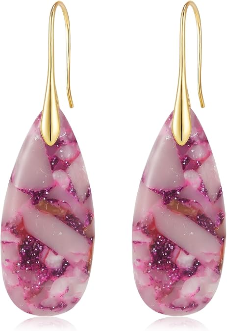YOQUCOL Boho Stone Waterdrop Fishhook Dangle Drop Earrings Golden Statement Earrings for Women Trendy