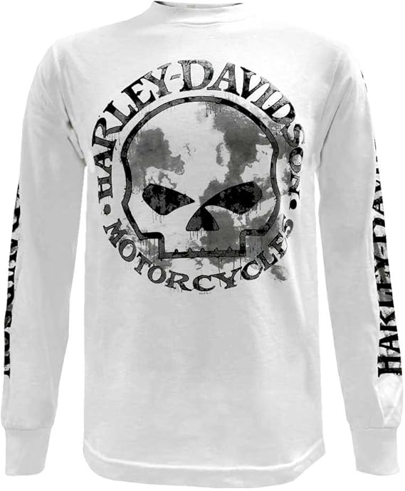 Harley-Davidson Men's Shirt, Willie G Skull Long Sleeve Tee, White 30296646