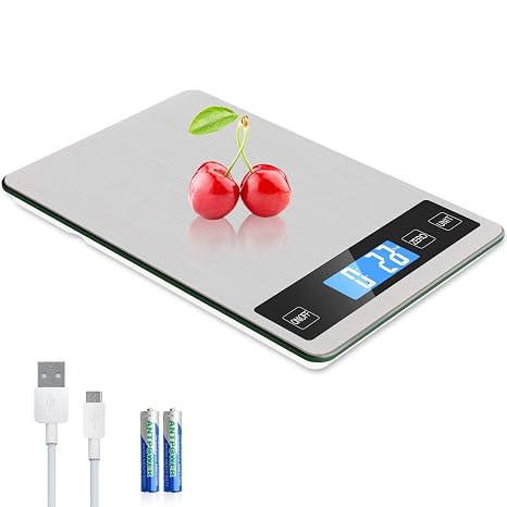 Digital Kitchen Scales,15 kg/33lb with 1g/0.1oz Accuracy,Type-C USB Rechargeable Electric Food Weighing Scale for Cooking,Bakery, with Tare Function