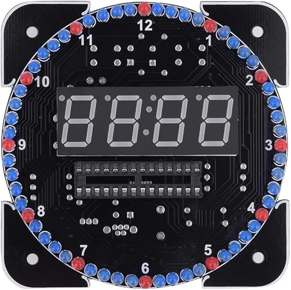 4-Digital DIY Electronic Clock Kit, Multi-Function Light Control Rotation Digital LED Temperature & Time Display Tool Set with Installation Accessories for Soldering Practice(Green)