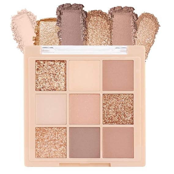 AMY'S DIARY Matte nude neutral Eye Shadow Palette Makeup,Eyeshadow Long Lasting Waterproof Cruelty-Free, 9 Blendable Shades in Smooth for girls (01#)