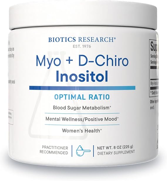 BIOTICS RESEARCH Myo inositol and D Chiro inositol 40:1 Ratio B8 Powder 8oz