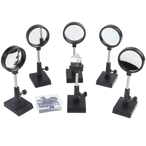 Physics Optics Experiment Kit Includes Prisms, Lenses & Mirrors for Light Reflection/Refraction Studies, STEM Educational Set