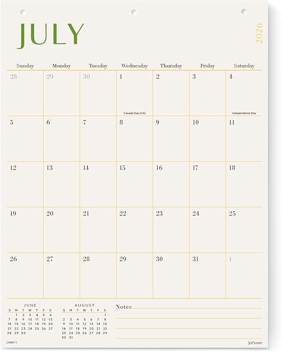 Jotsome Large Wall Calendar 2026-2027, Academic Monthly Wall Calendar | Large Calendar From July 2026 to December 2027 17 x 22 inch in Home and Office for Easy Organizing, Colorful