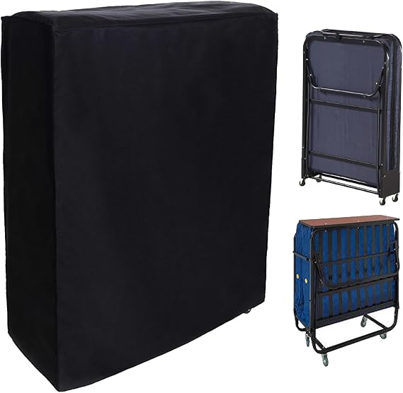 33in Rollaway Bed Storage Cover, Folding Bed Storage Cover with Zipper and Adjustable Drawstring,Thick Fabric Waterproof and Dust Resistant Black (33" x 13" x 42")