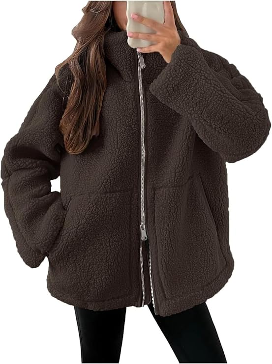 liyun Teddy Jacket Women's Leisure Double-edged Jacket Plain Fleece Jacket Zip Plush Jacket