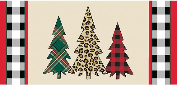 Evergreen Flag Sassafras Mixed Print Christmas Trees Interchangeable Entrance Doormat | Indoor and Outdoor | 22-inches x 10-inches | Non-Slip Backing | All-Season | Low Profile | Home Decor