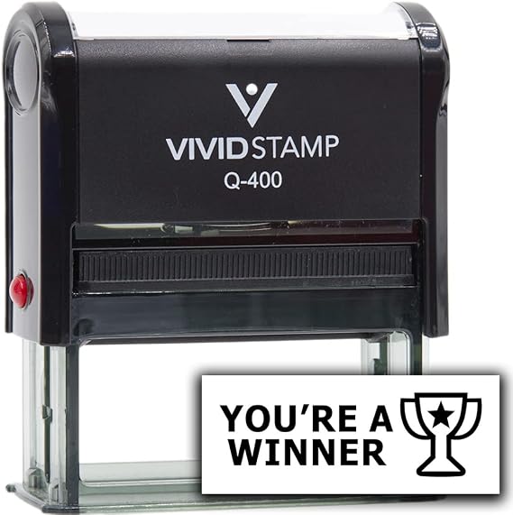 Vivid Stamp Youre a Winner Teacher Feedback Self-Inking Rubber Stamps (Black Ink) - Q-400