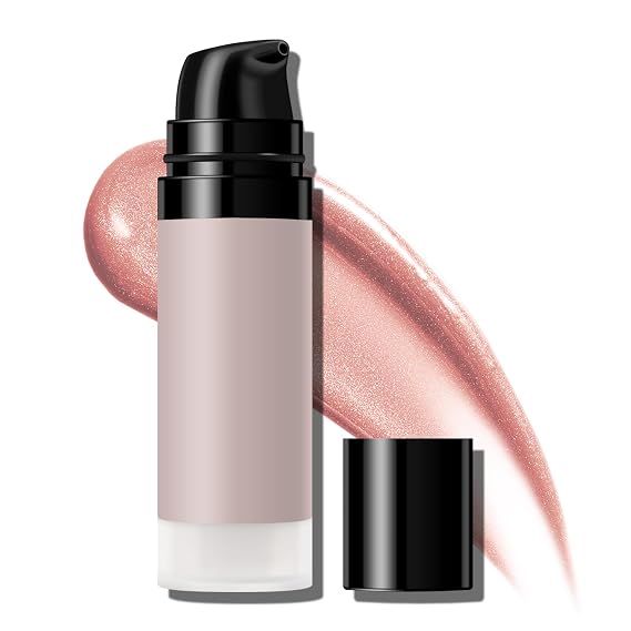 Mini Liquid Glow Filter, 4-IN-1 Multi-Use Luminous Makeup Primer with Squalane, Natural Glow Enhancer and Complexion Booster, All-Over Liquid Highlighter Makeup for Face and Body, Rose-Glow