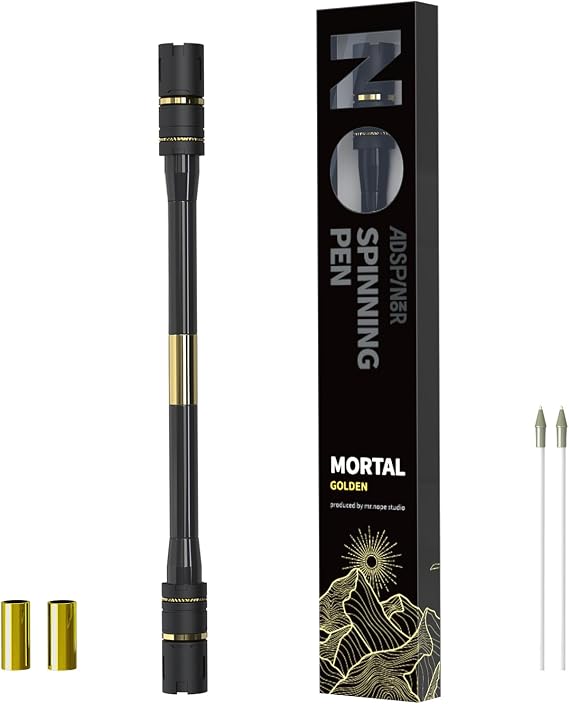 Mortal Spinning Pen Mod by Mr. Nope – Professional Trick Pen for Pen Spinning, Stress Relief & Precision Tricks – Balanced, Long, Anti-Slip Grip, Writable Fidget Spin Pen (Gold)