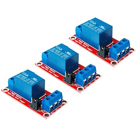 3pcs Relay Module for Arduino, ESP32, ESP8266, Raspberry Pi, 1 Channel, 5V, High/Low Level Trigger