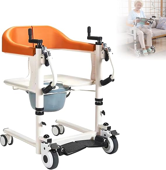 Patient Lift Wheelchair Electro Hydraulic Lift Lift Transfer Machine, Transfer Lift Chair with Manual Lift, Bedside Lift Aid for Nursing Paralyzed Elderly with Potty -for Elderly & Handicapped