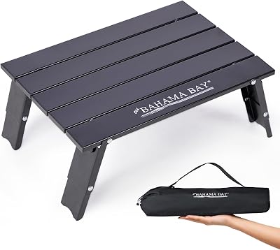 Old Bahama Bay Ultralight Aluminum Mini Table, 66lbs30kg Weight Capacity, Foldable Small Beach Table with Retractable Legs,Suitable for Picnic Camping Outdoor Hiking