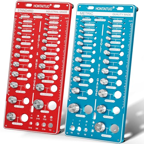 68 Nut and Bolt Thread Checker Standard and Metric,Bolt Size and Thread Gauge with 26 Standard & 26 Metric Bolt & 16 Drill Bit Gauge,Bolt Size Finder Bolt and Nut Identifier Gauge