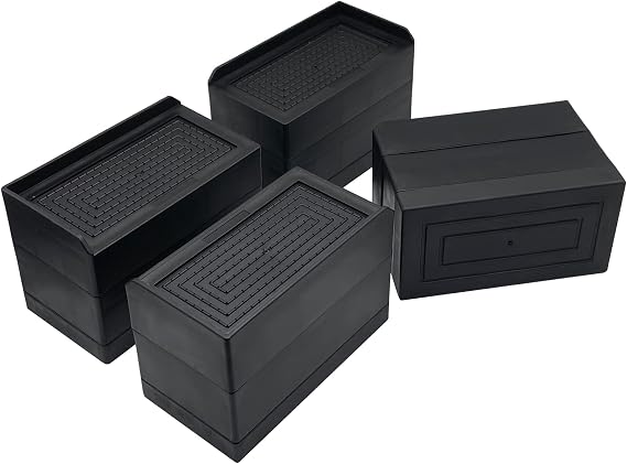 Bed Risers, Furniture Risers 3 inch, Heavy Duty Raise Blocks for Bed Couch Desk Sofa Table, Adjustable Lifters Support up to 1300 Lbs (Black, 4 Pack Set)