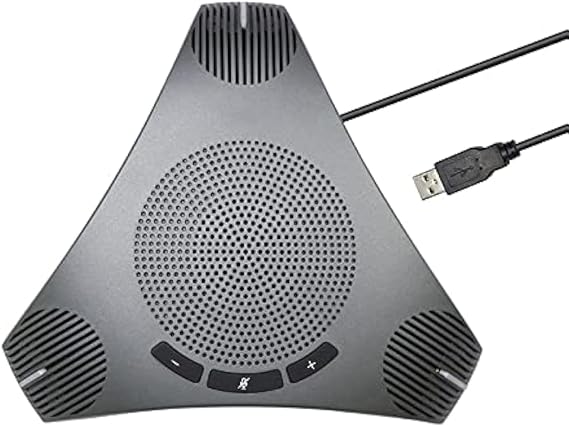 Conference Speaker and Microphone,360 Omnidirectional USB Speakerphone Microphone, Clear Voice Pickup, Noise Reduction Computer Microphone for 8-10 People Business Conference,Home Office