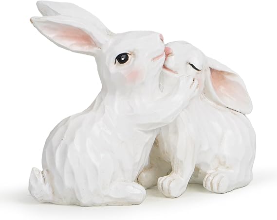 Hodao Mother and Baby Bunny Figurine, Resin Rabbit Family Decor, Sweet Home Shelf Table Accent, Gift for Mom, Nursery Keepsake, Farmhouse Animal Statue