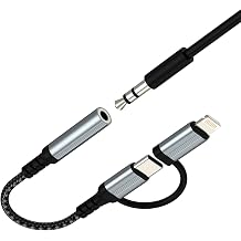 Lightning to 3.5mm Headphone Jack Adapter for iPhone 17 16 15 Pro Max for Apple USB C AUX Audio Compatible with Samsung S25 Android Digital Earphone Cable Dongle Connector Converter Splitter for iPad