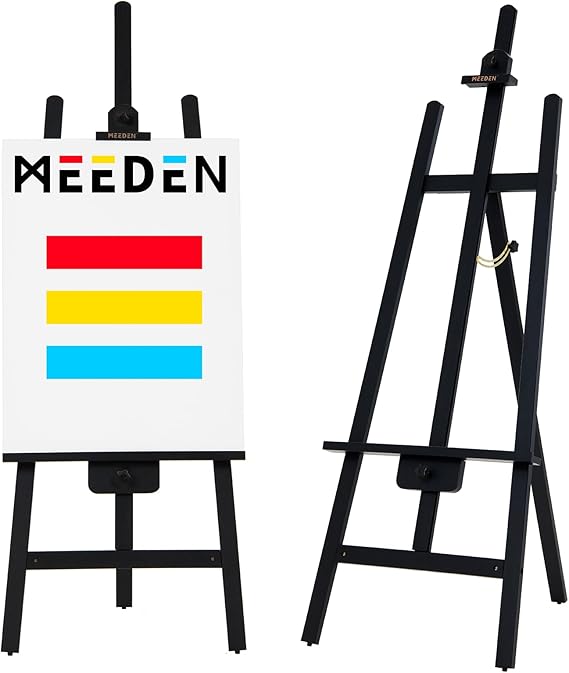 MEEDEN Black Easel for Painting: A Frame Wood Easel for Adults Artists Display Sign- Holds Canvas up to 48