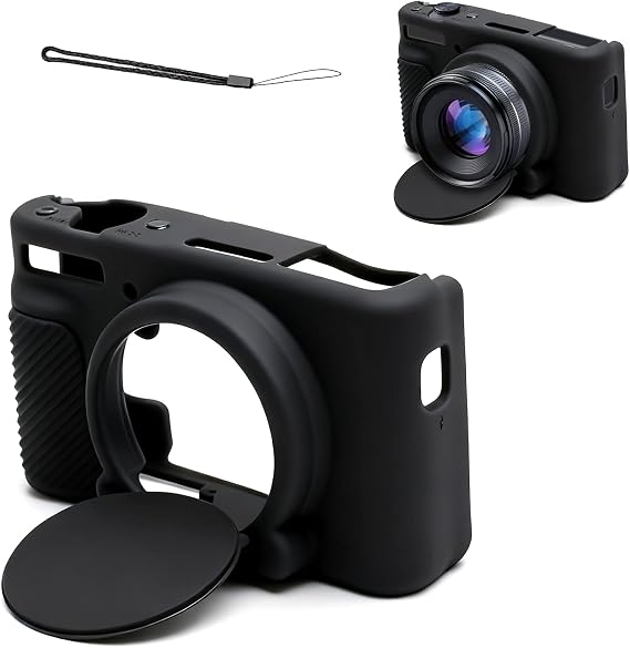 Silicone Camera Case for Canon PowerShot SX740 HS and SX730 HS Slim Soft Camera Protective Case with Black Strap Perfect Fit Cover for Digital Camera Protection Against Scratches Dust and Bumps