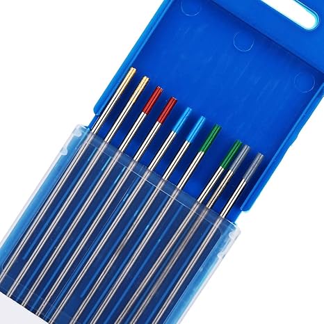 TEN-HIGH 1.6x175mm Mixed packaging Tungsten Electrode 2pcs Pure Tungsten + 2pcs 2% Cerium(Grey) + 2pcs 1.5% Lanthanum(Gold) + 2pcs 2% Lanthanum(Blue)+ 2pcs 2% Thorium(Red)