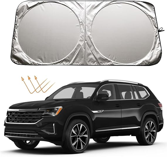 XHRING Car Windshield Sun Shade Sunshade for Volkswagen Atlas VW Atlas Cross Sport 2018-2020 2021 2022 2023 2024 SE SEL Accessories, Foldable Car