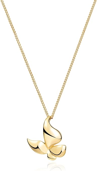 Fettero Gold Necklace for Women Dainty Butterfly Pendant Necklace 14K Gold Plated Animal Necklace Jewelry for Everyday Wear