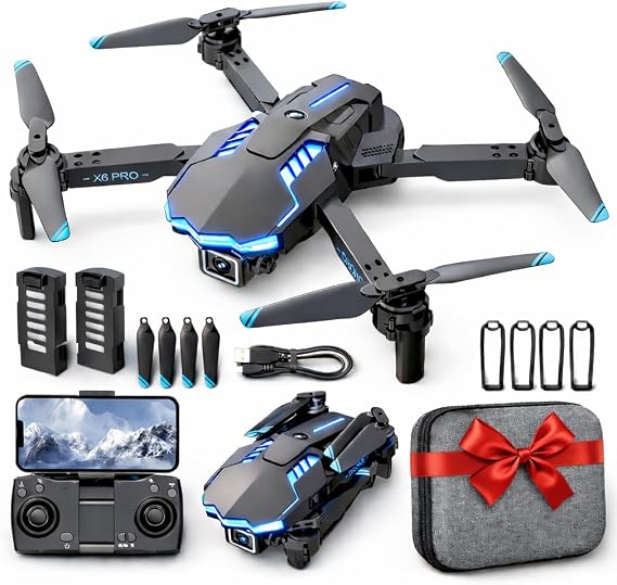 Drone with Camera 1080P with Brushless Motor Mini Drone for Beginner, Long Fly Time, One Key Start, Headless Mode, 2 Batteries, RC Quadcopter Helicopter Toy Gifts for Teen Boys and Girls