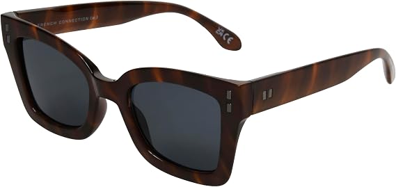 French Connection Women's Fern Sunglasses Cateye, Brown, 42mm