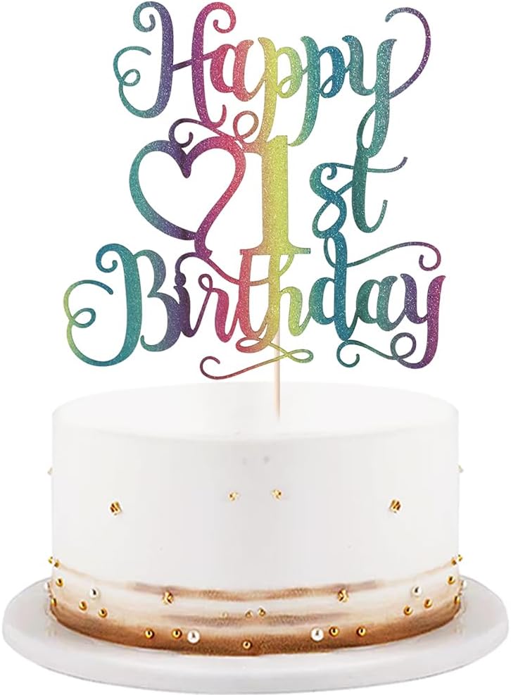 Color Flash Happy 1st Birthday Cake Topper Boys and girls Happy birthday Cake Topper Children's party cake decorations Hello 1st cake topper Happy 1st birthday party decorations